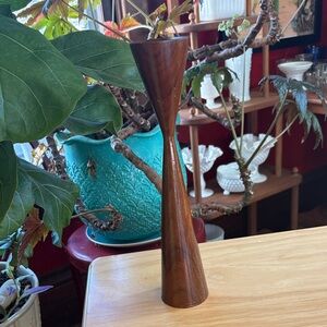 Vintage MCM Danish Modern Teak "Tulip" Candlestick Holder - 12"